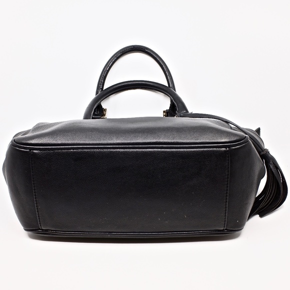 TORY BURCH~thea round tote~TASSELED LARGE HOBO BAG in BLACK PEBBLED LEATHER - Picture 5 of 9